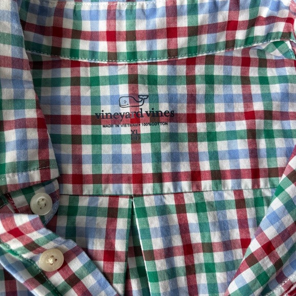 Vineyard Vines Red and Green Plaid Youth Shirt - Picture 5 of 5